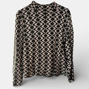 Fate Wavy 70s Pattern 100% Viscose Mock Neck Sweater